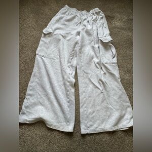 Skims Wide Leg Light Heather Grey Cargo Sweatpants